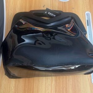 Shein handbag. Black/sheer plastic summer bag/clutch with hinged handle.